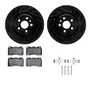8612-45006 Drilled/Slotted Brake Rotors w/5000 Euro Ceramic Brake Pads Kit & Hardware [Black], 2009-2013 GM, Position: Front - image 1