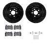 8612-45008 Drilled/Slotted Brake Rotors w/5000 Euro Ceramic Brake Pads Kit & Hardware [Black], 2014-2017 GM, Position: Front - image 1