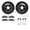 8612-46002 Drilled/Slotted Brake Rotors w/5000 Euro Ceramic Brake Pads Kit & Hardware [Black], 1997-2004 GM, Position: Front - image 1