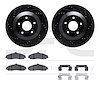 8612-46003 Drilled/Slotted Brake Rotors w/5000 Euro Ceramic Brake Pads Kit & Hardware [Black], 2004-2009 GM, Position: Front - image 1