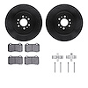 8612-46005 Drilled/Slotted Brake Rotors w/5000 Euro Ceramic Brake Pads Kit & Hardware [Black], 2004-2011 GM, Position: Rear - image 1