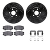 8612-46013 Drilled/Slotted Brake Rotors w/5000 Euro Ceramic Brake Pads Kit & Hardware [Black], 2011-2017 GM, Position: Front - image 1