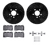 8612-46017 Drilled/Slotted Brake Rotors w/5000 Euro Ceramic Brake Pads Kit & Hardware [Black], 2013-2019 GM, Position: Front - image 1