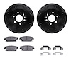 8612-46030 Drilled/Slotted Brake Rotors w/5000 Euro Ceramic Brake Pads Kit & Hardware [Black], 2004-2009 GM, Position: Rear - image 1