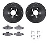 8612-47001 Drilled/Slotted Brake Rotors w/5000 Euro Ceramic Brake Pads Kit & Hardware [Black], 1993-1997 GM, Position: Rear - image 1