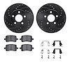 8612-47002 Drilled/Slotted Brake Rotors w/5000 Euro Ceramic Brake Pads Kit & Hardware [Black], 2004-2008 GM, Position: Front - image 1
