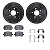 8612-47003 Drilled/Slotted Brake Rotors w/5000 Euro Ceramic Brake Pads Kit & Hardware [Black], 2006-2011 GM, Position: Front - image 1