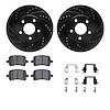 8612-47004 Drilled/Slotted Brake Rotors w/5000 Euro Ceramic Brake Pads Kit & Hardware [Black], 2008-2008 GM, Position: Front - image 1