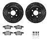 8612-47006 Drilled/Slotted Brake Rotors w/5000 Euro Ceramic Brake Pads Kit & Hardware [Black], 2008-2010 GM, Position: Rear - image 1