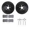 8612-47007 Drilled/Slotted Brake Rotors w/5000 Euro Ceramic Brake Pads Kit & Hardware [Black], Fits Select GM, Position: Rear - image 1
