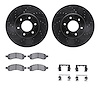 8612-47011 Drilled/Slotted Brake Rotors w/5000 Euro Ceramic Brake Pads Kit & Hardware [Black], 2006-2009 GM, Position: Front - image 1
