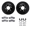 8612-48001 Drilled/Slotted Brake Rotors w/5000 Euro Ceramic Brake Pads Kit & Hardware [Black], 2002-2005 GM, Position: Front - image 1