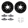 8612-52000 Drilled/Slotted Brake Rotors w/5000 Euro Ceramic Brake Pads Kit & Hardware [Black], 1985-1992 GM, Position: Rear - image 1