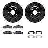 8612-52002 Drilled/Slotted Brake Rotors w/5000 Euro Ceramic Brake Pads Kit & Hardware [Black], 2005-2006 GM, Position: Front - image 1
