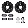 8612-53003 Drilled/Slotted Brake Rotors w/5000 Euro Ceramic Brake Pads Kit & Hardware [Black], 2002-2008 GM, Position: Rear - image 1