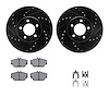 8612-54001 Drilled/Slotted Brake Rotors w/5000 Euro Ceramic Brake Pads Kit & Hardware [Black], 1993-2007 Ford/Lincoln/Mercury/Ma - image 1