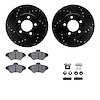 8612-54002 Drilled/Slotted Brake Rotors w/5000 Euro Ceramic Brake Pads Kit & Hardware [Black], 1993-1997 Ford/Lincoln/Mercury/Ma - image 1