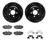 8612-54005 Drilled/Slotted Brake Rotors w/5000 Euro Ceramic Brake Pads Kit & Hardware [Black], 2003-2005 Jaguar, Position: Rear - image 1