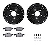8612-54016 Drilled/Slotted Brake Rotors w/5000 Euro Ceramic Brake Pads Kit & Hardware [Black], 2012-2018 Ford/Lincoln/Mercury/Ma - image 1