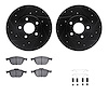 8612-54017 Drilled/Slotted Brake Rotors w/5000 Euro Ceramic Brake Pads Kit & Hardware [Black], 2012-2018 Multiple Makes/Models,  - image 1
