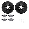 8612-54019 Drilled/Slotted Brake Rotors w/5000 Euro Ceramic Brake Pads Kit & Hardware [Black], 2004-2013 Volvo, Position: Front - image 1