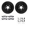 8612-54023 Drilled/Slotted Brake Rotors w/5000 Euro Ceramic Brake Pads Kit & Hardware [Black], 2011-2012 Ford/Lincoln/Mercury/Ma - image 1