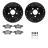 8612-54029 Drilled/Slotted Brake Rotors w/5000 Euro Ceramic Brake Pads Kit & Hardware [Black], Fits Select Ford/Lincoln/Mercury/ - image 1