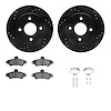 8612-56001 Drilled/Slotted Brake Rotors w/5000 Euro Ceramic Brake Pads Kit & Hardware [Black], 1995-2000 Ford/Lincoln/Mercury/Ma - image 1