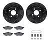 8612-56002 Drilled/Slotted Brake Rotors w/5000 Euro Ceramic Brake Pads Kit & Hardware [Black], 1998-2002 Ford/Lincoln/Mercury/Ma - image 1