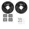 8612-56003 Drilled/Slotted Brake Rotors w/5000 Euro Ceramic Brake Pads Kit & Hardware [Black], 1970-1977 Ford/Lincoln/Mercury/Ma - image 1