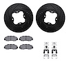 8612-59000 Drilled/Slotted Brake Rotors w/5000 Euro Ceramic Brake Pads Kit & Hardware [Black], 1991-1997 Acura/Honda, Position:  - image 1