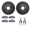 8612-59001 Drilled/Slotted Brake Rotors w/5000 Euro Ceramic Brake Pads Kit & Hardware [Black], 1992-1996 Acura/Honda, Position:  - image 1
