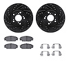 8612-59005 Drilled/Slotted Brake Rotors w/5000 Euro Ceramic Brake Pads Kit & Hardware [Black], 2002-2011 Acura/Honda, Position:  - image 1