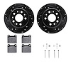 8612-63008 Drilled/Slotted Brake Rotors w/5000 Euro Ceramic Brake Pads Kit & Hardware [Black], 1961-1991 Mercedes-Benz, Position - image 1