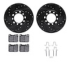 8612-63015 Drilled/Slotted Brake Rotors w/5000 Euro Ceramic Brake Pads Kit & Hardware [Black], 1976-1979 Mercedes-Benz, Position - image 1