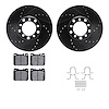 8612-63020 Drilled/Slotted Brake Rotors w/5000 Euro Ceramic Brake Pads Kit & Hardware [Black], 1979-1985 Mercedes-Benz, Position - image 1