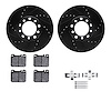 8612-63021 Drilled/Slotted Brake Rotors w/5000 Euro Ceramic Brake Pads Kit & Hardware [Black], 1972-1979 Mercedes-Benz, Position - image 1