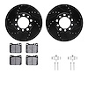8612-63024 Drilled/Slotted Brake Rotors w/5000 Euro Ceramic Brake Pads Kit & Hardware [Black], 1979-1980 Mercedes-Benz, Position - image 1