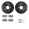 8612-63026 Drilled/Slotted Brake Rotors w/5000 Euro Ceramic Brake Pads Kit & Hardware [Black], 1984-1989 Mercedes-Benz, Position - image 1