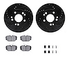 8612-63027 Drilled/Slotted Brake Rotors w/5000 Euro Ceramic Brake Pads Kit & Hardware [Black], 1987-1987 Mercedes-Benz, Position - image 1