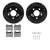 8612-63032 Drilled/Slotted Brake Rotors w/5000 Euro Ceramic Brake Pads Kit & Hardware [Black], 1984-1989 Mercedes-Benz, Position - image 1