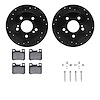 8612-63033 Drilled/Slotted Brake Rotors w/5000 Euro Ceramic Brake Pads Kit & Hardware [Black], 1986-1993 Mercedes-Benz, Position - image 1