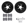 8612-63035 Drilled/Slotted Brake Rotors w/5000 Euro Ceramic Brake Pads Kit & Hardware [Black], 1986-1989 Mercedes-Benz, Position - image 1