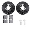 8612-63036 Drilled/Slotted Brake Rotors w/5000 Euro Ceramic Brake Pads Kit & Hardware [Black], 1985-1991 Mercedes-Benz, Position - image 1
