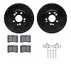 8612-63038 Drilled/Slotted Brake Rotors w/5000 Euro Ceramic Brake Pads Kit & Hardware [Black], 1990-1998 Mercedes-Benz, Position - image 1