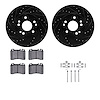 8612-63039 Drilled/Slotted Brake Rotors w/5000 Euro Ceramic Brake Pads Kit & Hardware [Black], 1990-1995 Mercedes-Benz, Position - image 1