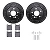 8612-63040 Drilled/Slotted Brake Rotors w/5000 Euro Ceramic Brake Pads Kit & Hardware [Black], 1991-1999 Mercedes-Benz, Position - image 1