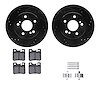 8612-63043 Drilled/Slotted Brake Rotors w/5000 Euro Ceramic Brake Pads Kit & Hardware [Black], 1992-1995 Mercedes-Benz, Position - image 1