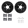 8612-63045 Drilled/Slotted Brake Rotors w/5000 Euro Ceramic Brake Pads Kit & Hardware [Black], 1994-1995 Mercedes-Benz, Position - image 1