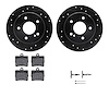 8612-63046 Drilled/Slotted Brake Rotors w/5000 Euro Ceramic Brake Pads Kit & Hardware [Black], 1994-1998 Mercedes-Benz, Position - image 1